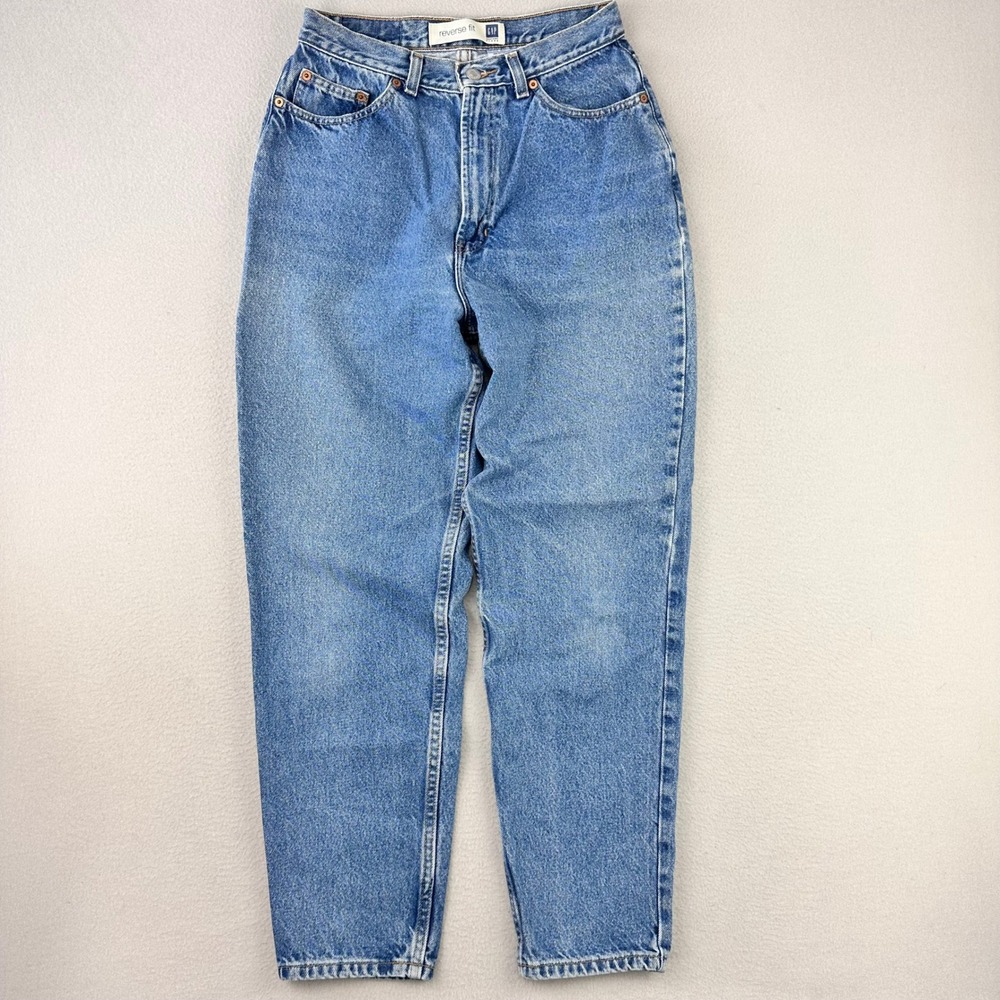 Vintage GAP Y2K Jeans Womens 10 Mid‎ Wash High Rise Tapered Reverse Fit